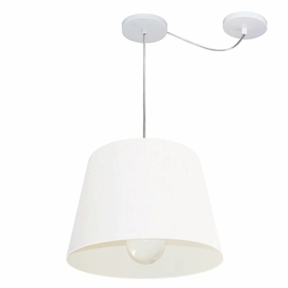Lustre Pendente Cone Com Desvio Md-4274 CúpulaTec 30/30x40cm Branco - Bivolt