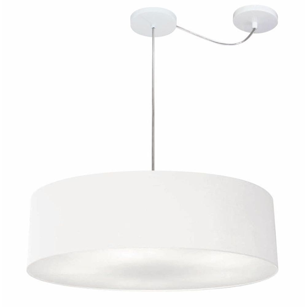 Lustre Pendente Cilíndrico Com Desvio Md-4265 Cúpula em Tecido 60x15cm Branco - Bivolt