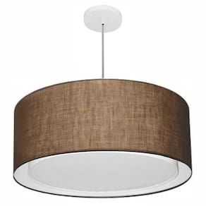 Lustre Pendente Cilíndrico Duplo Md-4298 Cúpula em Tecido 60x30cm Café - Bivolt