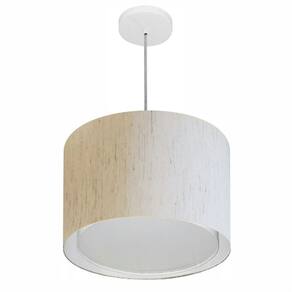 Lustre Pendente Cilíndrico Duplo Md-4292 Cúpula em Tecido 40x30cm Linho Bege - Bivolt