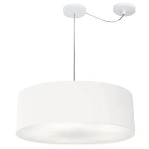 Lustre Cilíndrico C/ Desvio De Centro Md-4259 Cúpula em Tecido 50x15cm Branco - Bivolt
