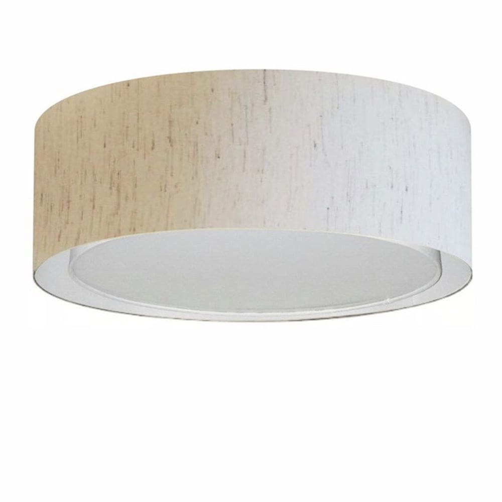 Plafon Duplo Cilíndrico Md-3037 Cúpula em Tecido 60x25cm Linho Bege - Bivolt