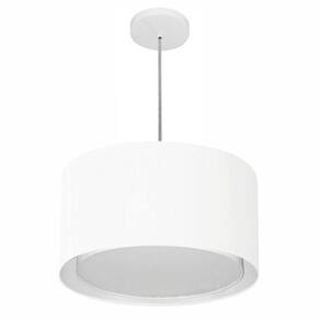 Lustre Pendente Cilíndrico Duplo Md-4290 Cúpula em Tecido 40x25cm Branco - Bivolt