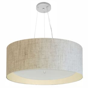 Lustre Pendente Cilíndrico Md-4142 Cúpula Forrada em Tecido 80x30cm Rustico Bege / Bege - Bivolt