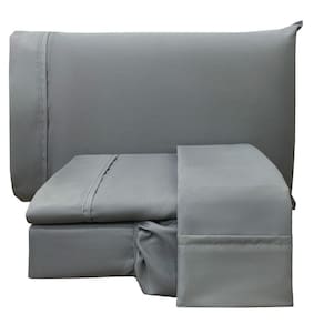 Jogo De Cama Lençol Queen Conforto Percal 300 Fios 4 Peças - Cinza