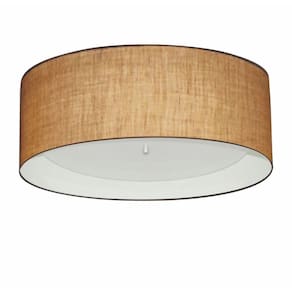 Plafon Cilíndrico Md-3008 Cúpula em Duplo Tecido 60x25cm Palha / Branco - Bivolt