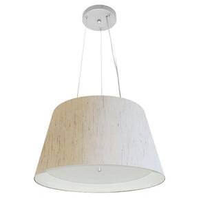 Lustre Pendente Cone Md-4119 Cúpula Forrada em Tecido 21/40x30cm Linho Bege / Branco - Bivolt