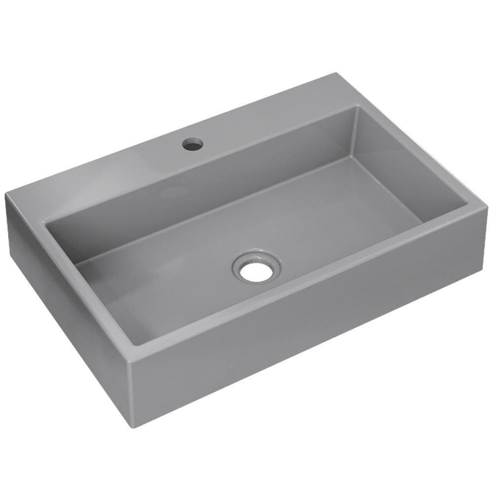 Cuba De Apoio Retangular Para Banheiro Lavabo Florenza C01 Rt55w Cinza - Lyam