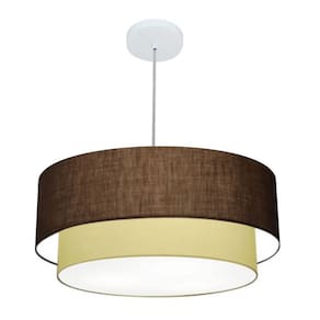 Lustre Pendente Duplo Cilíndrico Vivare Md-4356 Cúpula Tecido 55x50cm - Bivolt