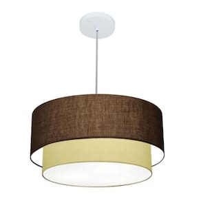 Lustre Pendente Duplo Cilíndrico Vivare Md-4355 Cúpula Tecido 50x40cm - Bivolt