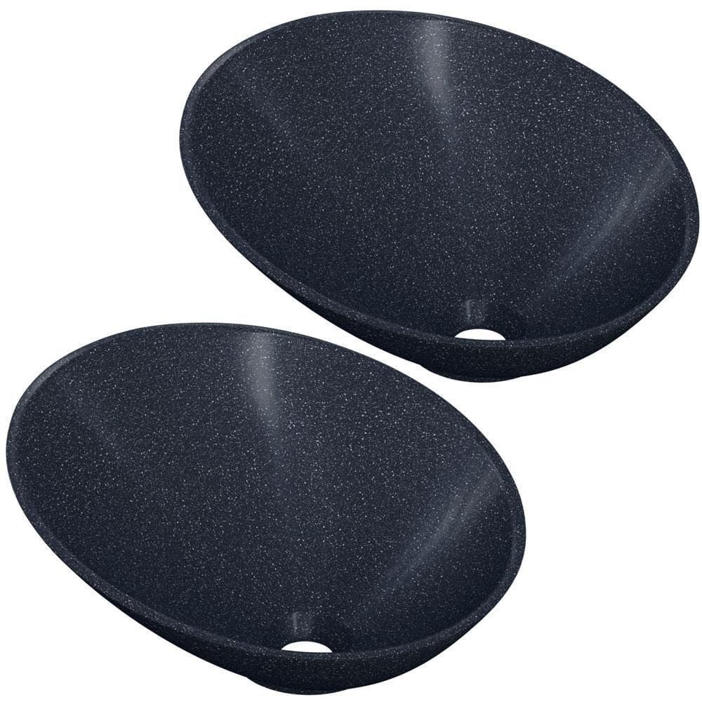 Kit 02 Cubas De Apoio Meia Lua Para Banheiro Lavabo C01 Bm38w Preto Granit - Lyam