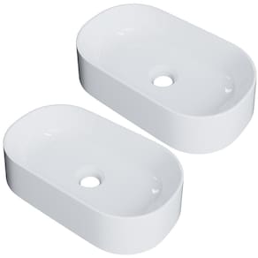 Kit 02 Cubas De Apoio Oval Para Banheiro Lavabo Laila C01 O42w Branco - Lyam
