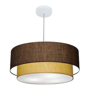 Lustre Pendente Duplo Cilíndrico Vivare Md-4352 Cúpula Tecido 55x50cm - Bivolt