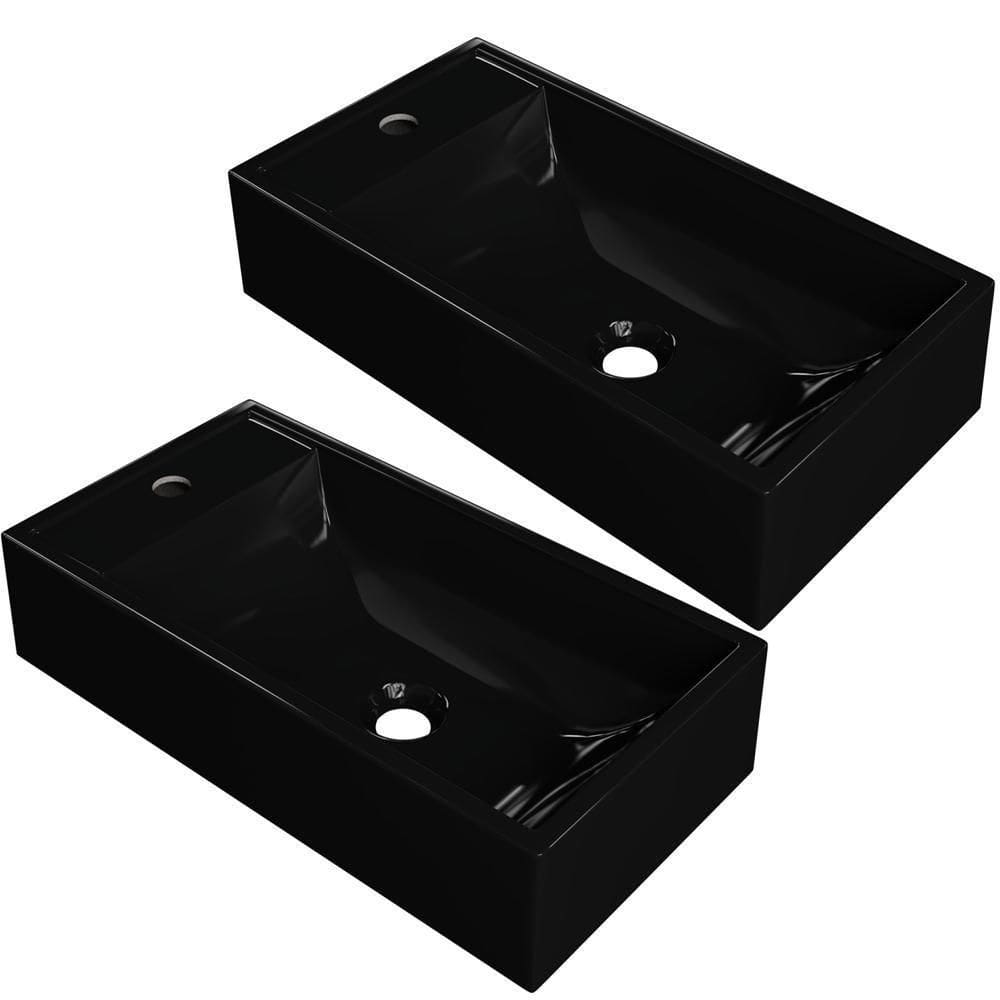 Kit 02 Cubas De Apoio Retangular Lavabo Roma C01 Rl545w Preto - Lyam