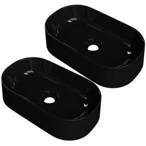 Kit 02 Cubas De Apoio Oval Lavabo Laila C01 O42w Preto - Lyam