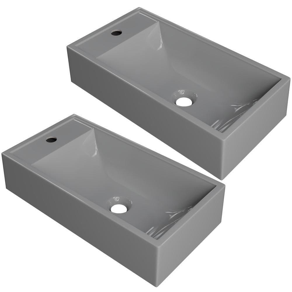 Kit 02 Cubas De Apoio Retangular Lavabo Roma C01 Rl545w Cinza - Lyam
