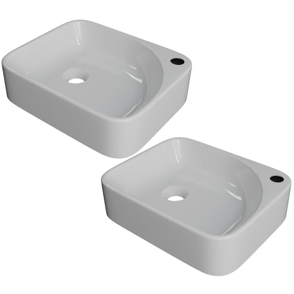 Kit 02 Cubas De Apoio Retangular Lavabo Cross C01 Ro36w Branco - Lyam