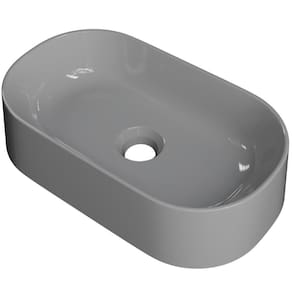Cuba De Apoio Oval Para Banheiro Lavabo Laila C01 O42w Cinza