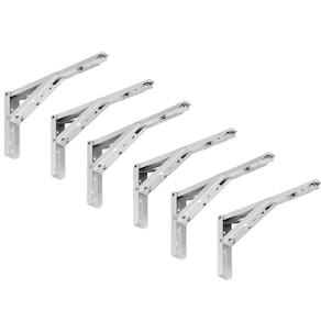 Kit 03 Pares Suporte Para Mesa Dobrável Retrátil 30cm H02 Mão Francesa Branco