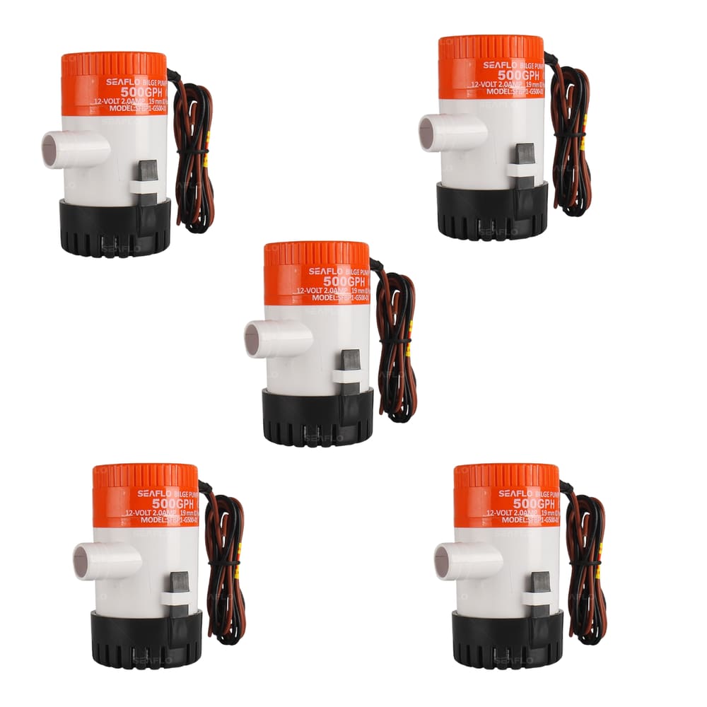 Kit 5 Bombas De Porão 12V Seaflo 500 GPH 1.6A Barco Lancha