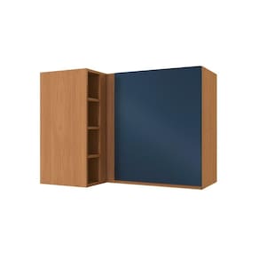 Armário Aéreo P/ Cozinha Canto Reto Ciela R647 C/ 1 Porta 98cm Canela/azul Profundo - Kappesberg