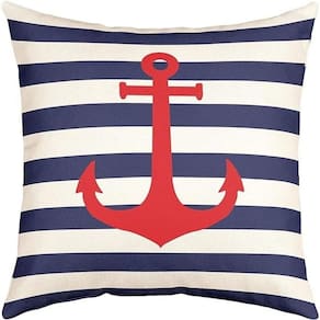 Capa Almofada Vermelha âncora Navegação Marítima 50x50cm