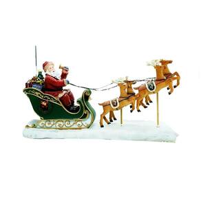 Escultura Iluminada Decorativa Trenó Renas Papai Noel 43cm