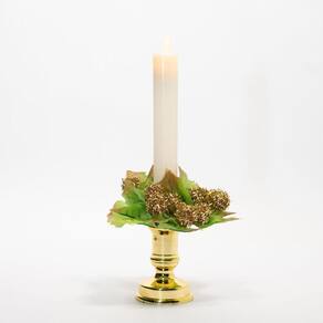 Castiçal Decorado 2pçs Elétricas Mini Bolas Natal 25cm