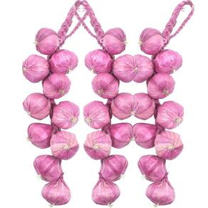 Kit 6 Trança Cebola Roxa Artesanal Decoração Artificial 41cm