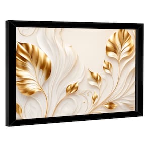 Quadros Decorativo Flores Douradas no Branco