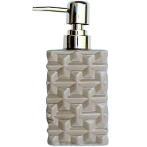 Saboneteira Liquida Lavabo Banheiro Cerâmica Gold Bege 350ml