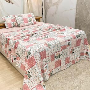 Jogo De Cama Lençol Casal Colonial Percal 300 Fios 4 Peças - Pat Rosê