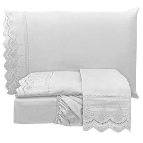 Jogo De Cama Lençol Queen Supremo Micropercal 300 Fios - Branco