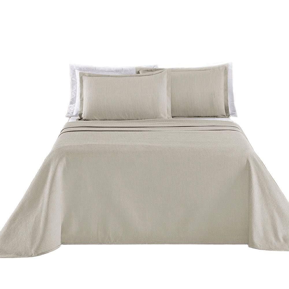 Kit Cobre Leito Colcha Lavinne Queen Dupla Face - Cáqui