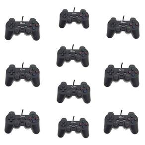 Kit 10 Controle Dualshock 2 Com Fio PS2 Preto Lotus Ct007