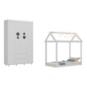 Cama Infantil Montessoriana Com Colchão Incluso E Guarda-roupas Pimpolho Multimóveis Mx4280 Branco