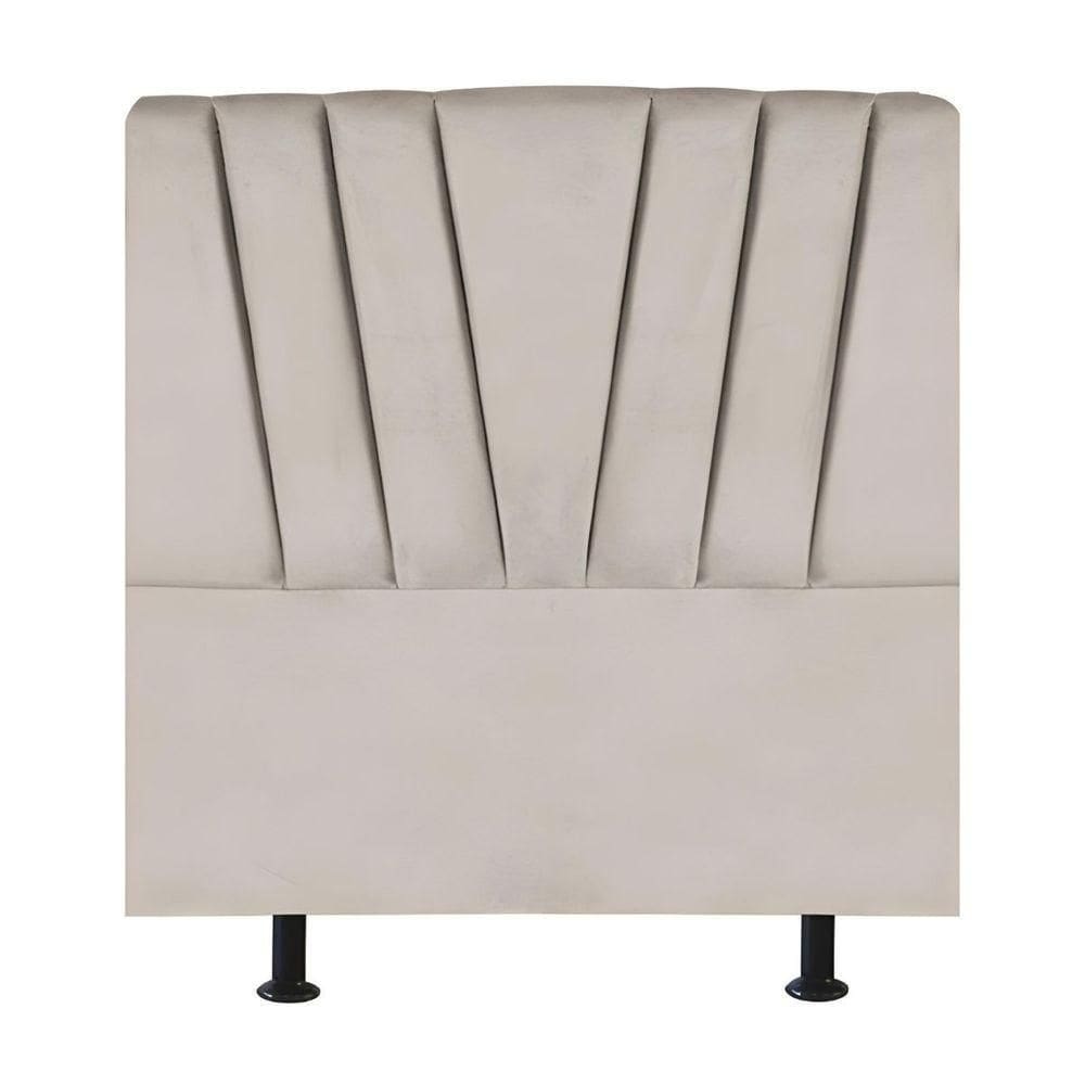 Cabeceira Estofada Cama Solteiro 90 Cm Malu Linho Bege