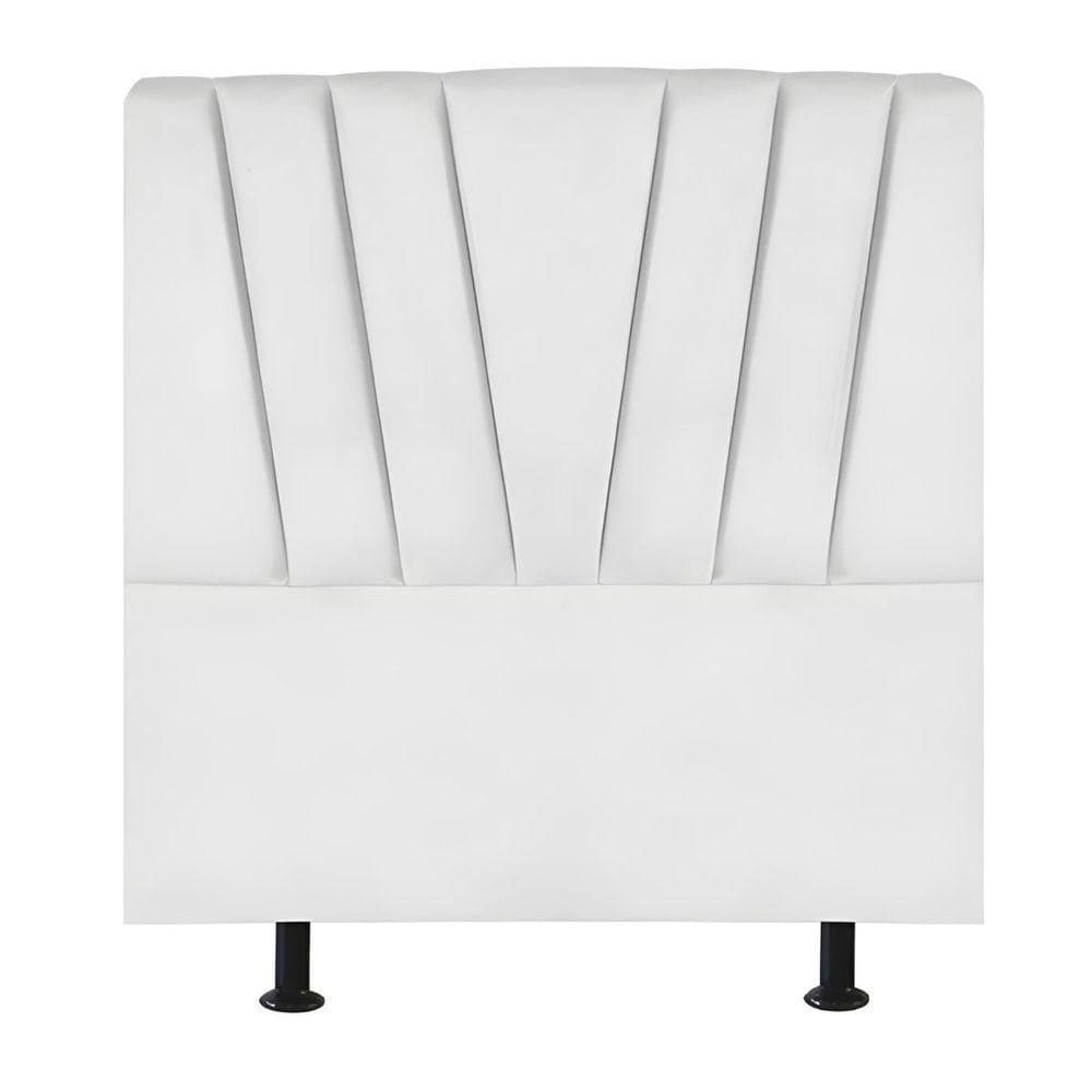 Cabeceira Estofada Cama Solteiro 90 Cm Malu Corino Branco