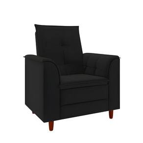 Poltrona Decorativa Estofada Confortável Sala Isis Suede Preto