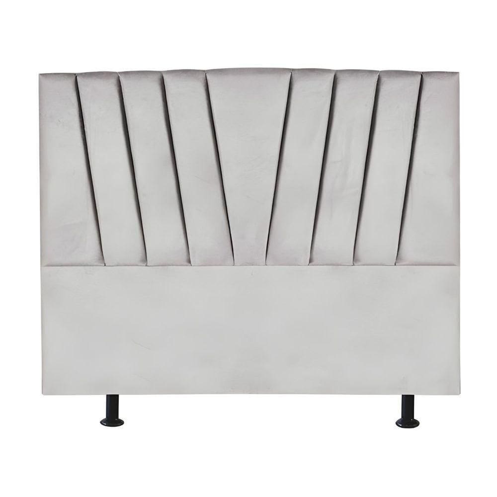 Cabeceira Estofada Cama King 195 Cm Malu Suede Cinza Claro