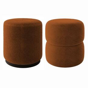 Kit 2 Puff Decorativo Estofado Para Sala De Estar Bali Bouclé Terracota