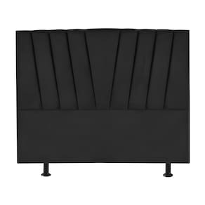 Cabeceira Estofada Cama King 195 Cm Malu Suede Preto