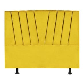 Cabeceira Estofada Cama King 195 Cm Malu Suede Amarelo