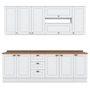 Cozinha Modulada 10 Pecas 240cm Ce792 Americana Henn Branco Nature