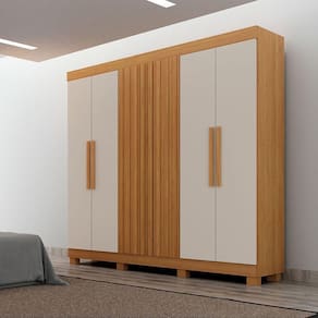 Guarda Roupa 6 Portas Delta Mdf Ripado Leifer Cinamomo/ Off White