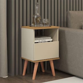 Mesa De Cabeceira Vicenza 1 Gaveta 36x61cm Mdp Menu Móveis Champanhe