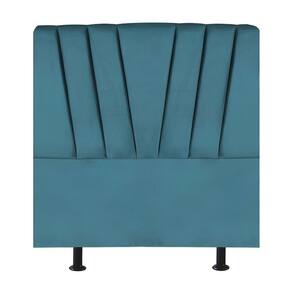 Cabeceira Estofada Cama Solteiro 90 Cm Malu Suede Azul Turquesa
