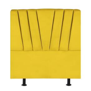 Cabeceira Estofada Cama Solteiro 90 Cm Malu Suede Amarelo