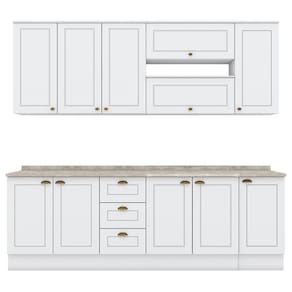 Cozinha Modulada 10 Pecas 240 Cm Ce792 Americana Henn Branco Calcare