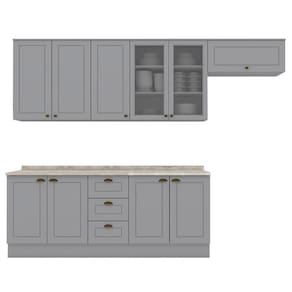 Cozinha Modulada 7 Pecas 280 Cm Ce791 Americana Henn Cinza Calcare